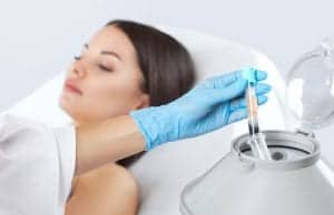 Plasma separated from blood in centrifuge prior to PRP facial