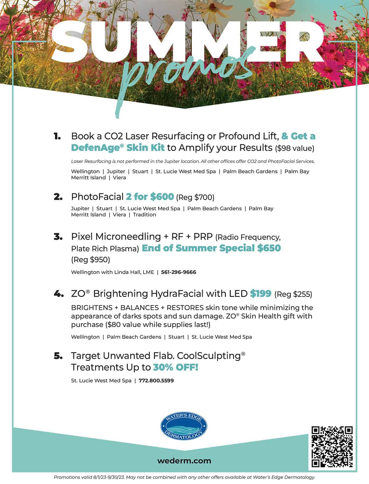 Monthly Promotions at Water's Edge Dermatology