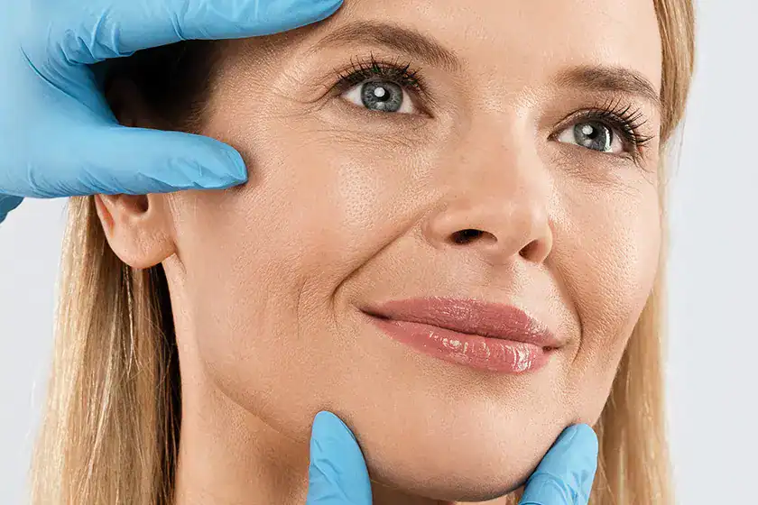 Middle aged woman with great skin evaluated for plastic surgery
